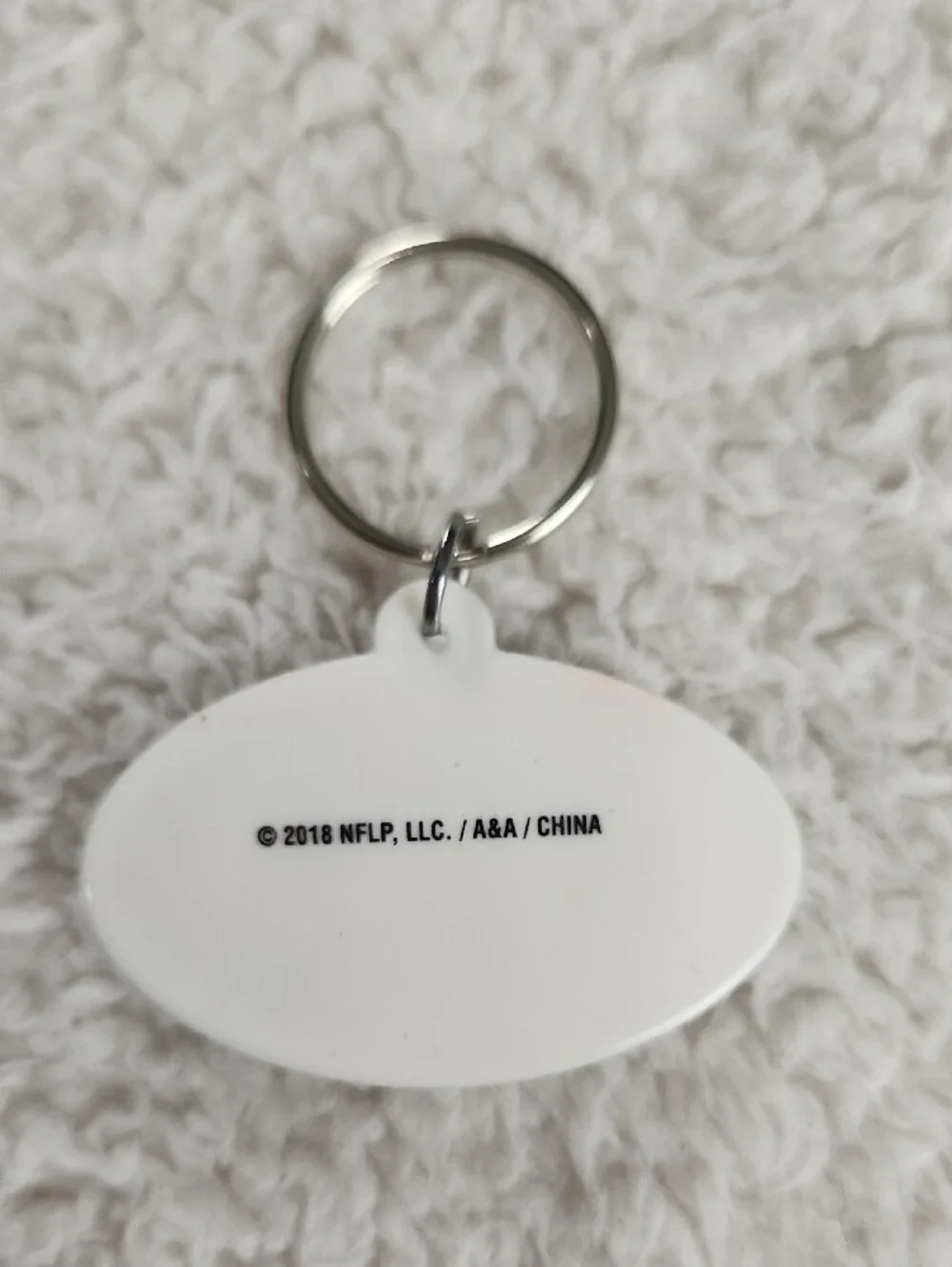 NFL White Oval Keychain with Silver Ring